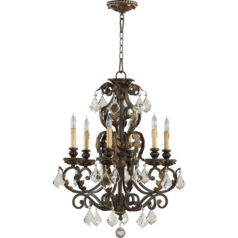 Quorum Rio Salado 6 Light Chandelier, Toasted Sienna With Mystic Silver