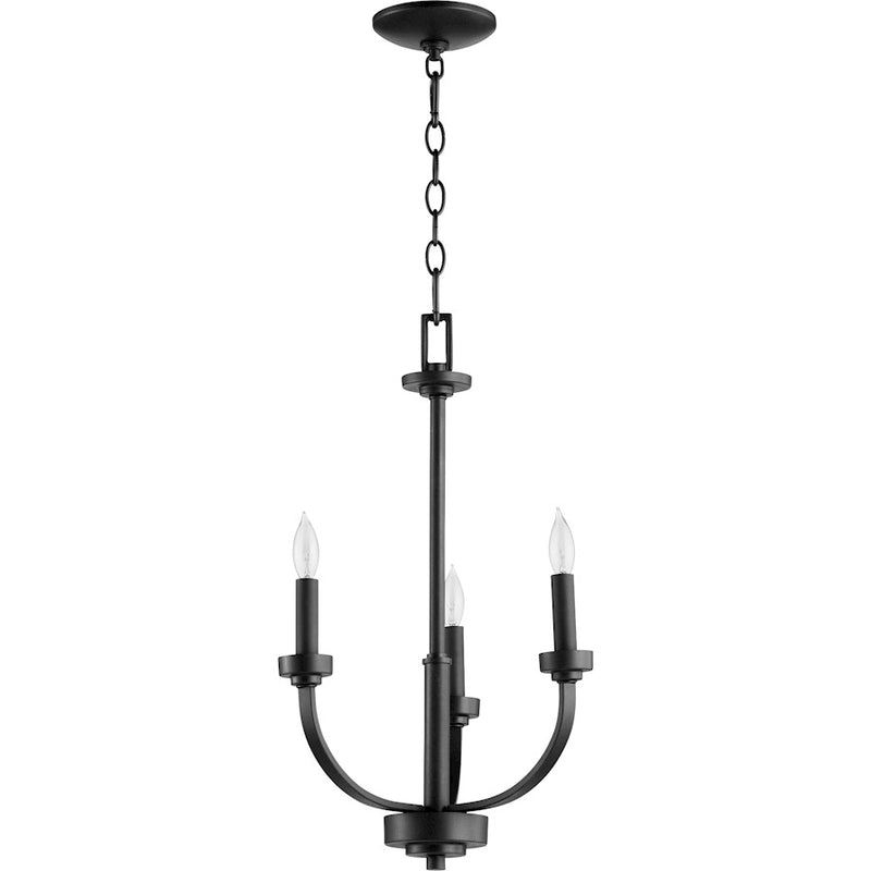Quorum Reyes 3 Light Chandelier, Noir