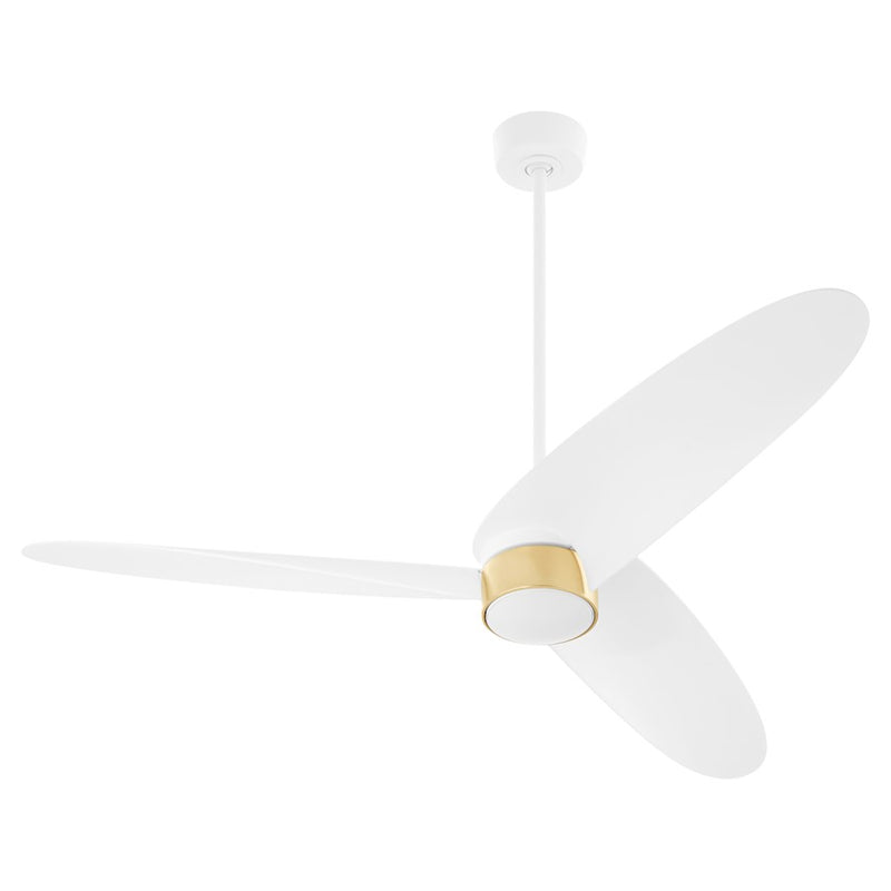 Quorum Brisa 60" 3 Blade Patio Fan, Studio White/Aged Brass