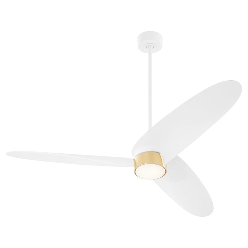 Quorum Brisa 60" 3 Blade Patio Fan, Studio White/Aged Brass