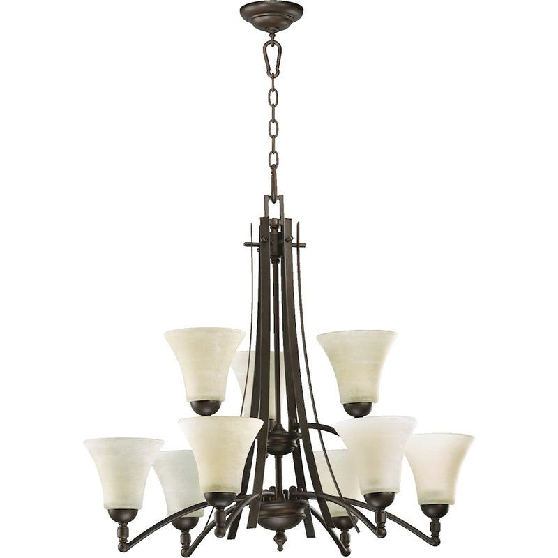 Quorum Aspen 9 Light Chandelier, Oiled Bronze