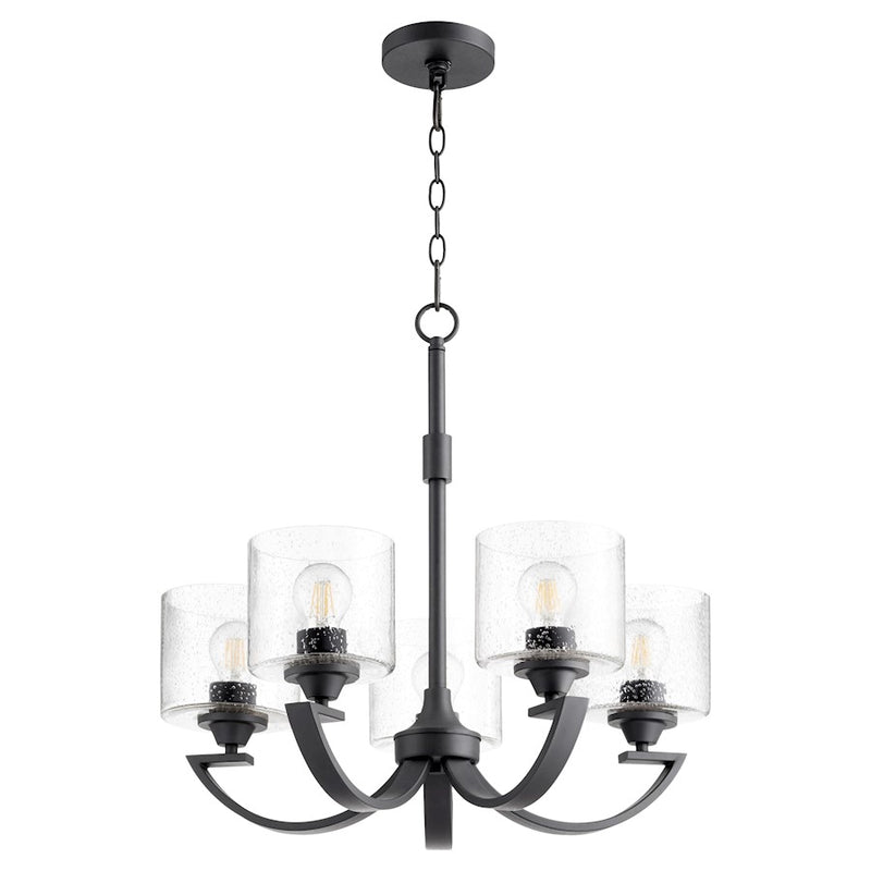 Quorum Dakota 5 Light Chandelier, Noir/Clear Seeded
