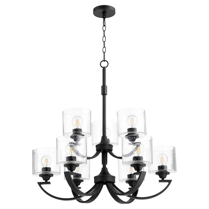 Quorum Dakota 9 Light Chandelier, Noir/Clear Seeded