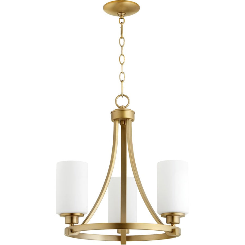 Quorum Lancaster 3 Light 18' Chandelier, Aged Brass