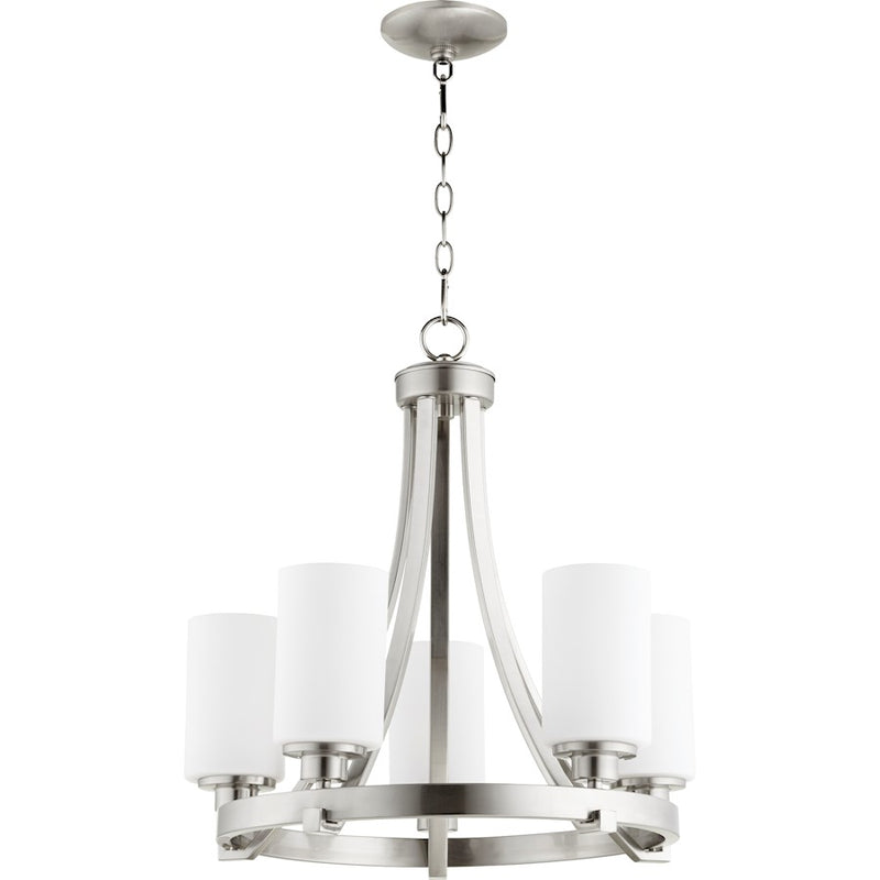 Quorum Lancaster 5 Light 21' Chandelier, Satin Nickel