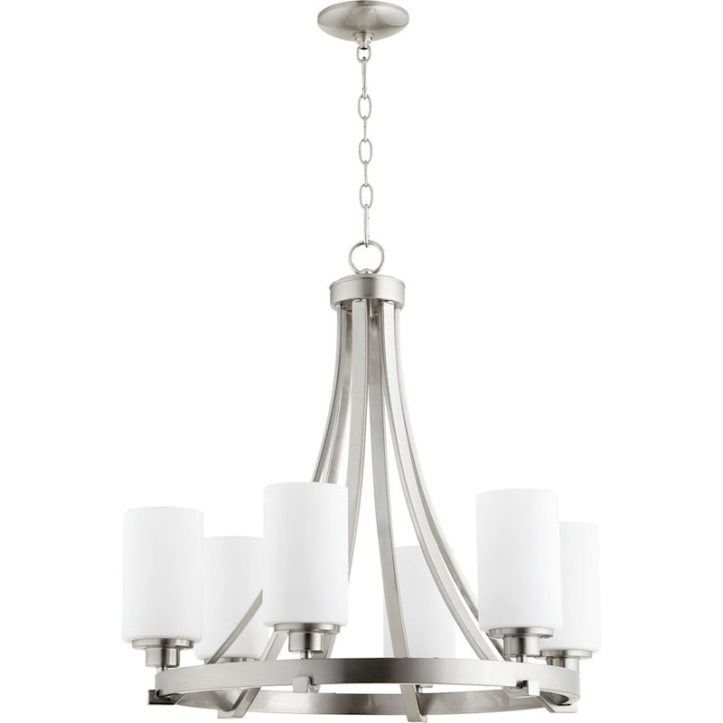 Quorum Lancaster 6 Light 24.75' Chandelier, Satin Nickel