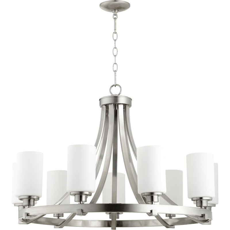 Quorum Lancaster 9 Light 33.5' Chandelier, Satin Nickel