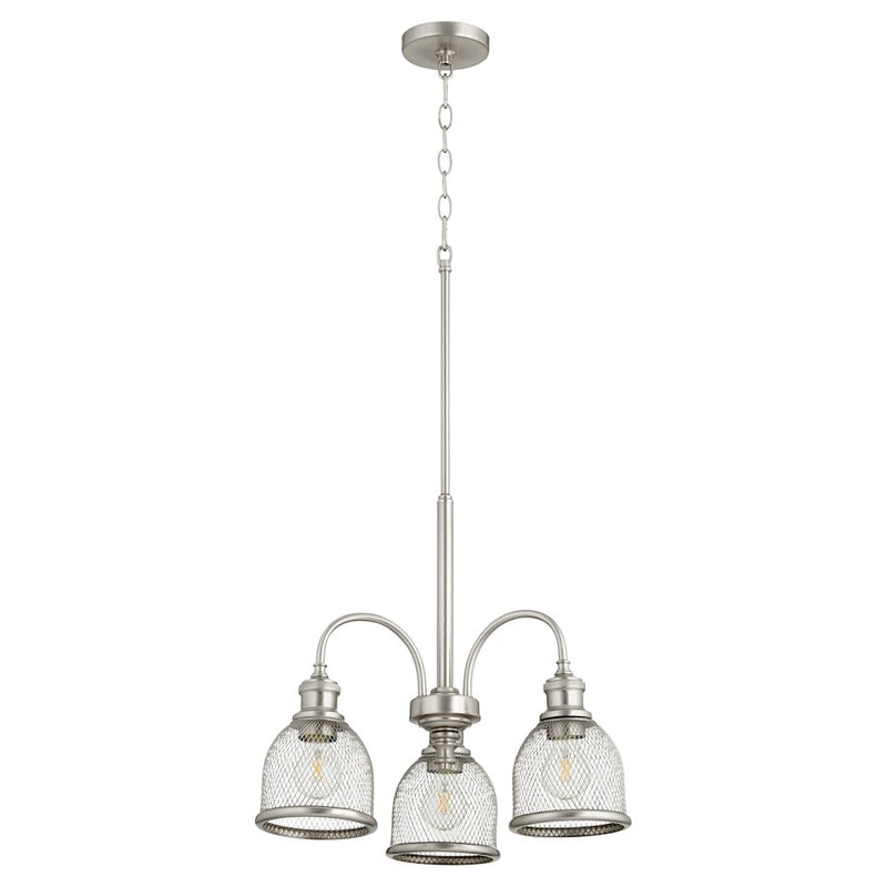 Quorum Omni 3 Light Chandelier, Satin Nickel