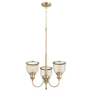 Quorum Omni 3 Light Chandelier, Aged Brass