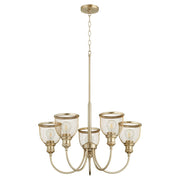 Quorum Omni 5 Light Chandelier, Aged Brass