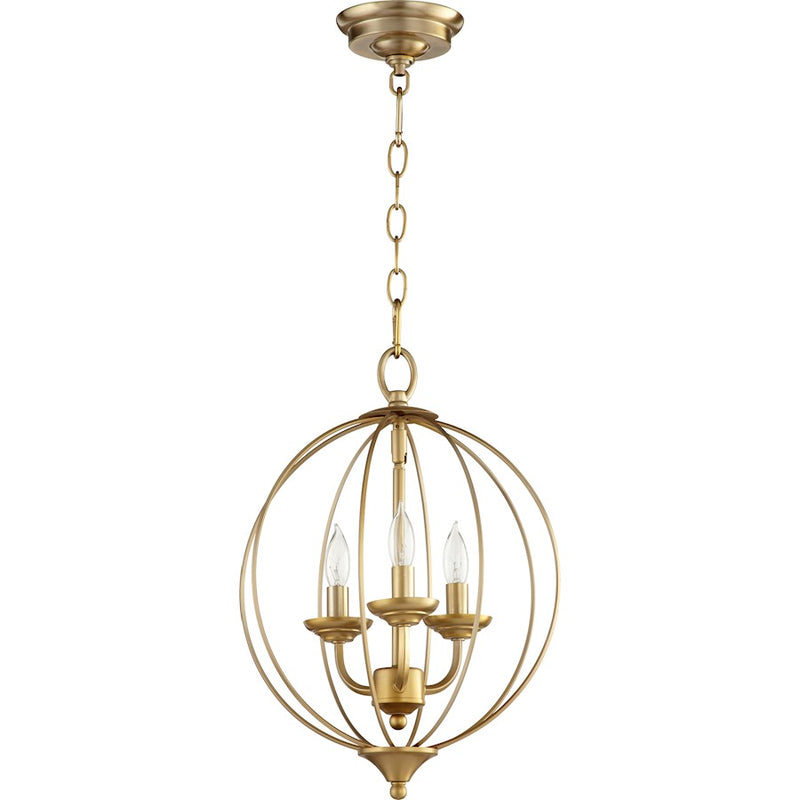 Quorum Flora 3 Light 12.75' Chandelier, Aged Brass