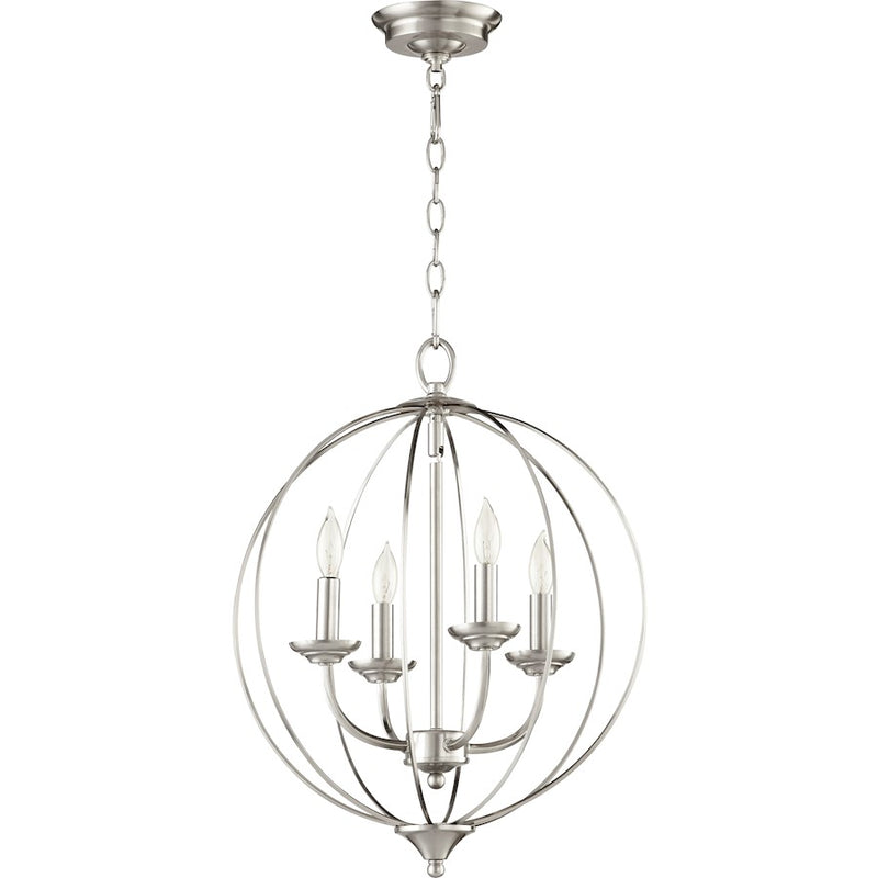 Quorum Flora 4 Light 15.25' Chandelier, Satin Nickel
