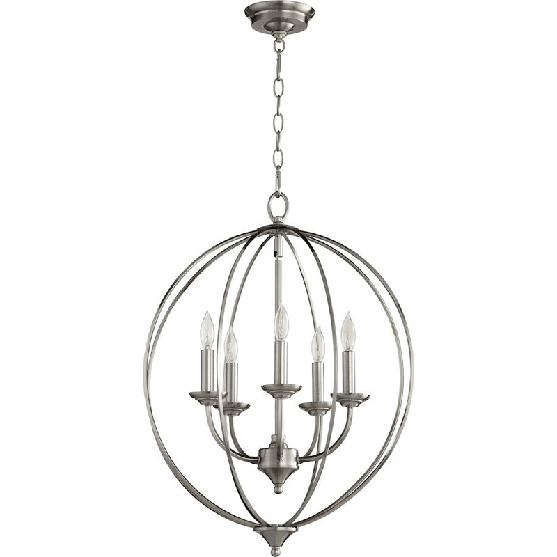 Quorum Flora 5 Light 19.25' Chandelier, Satin Nickel