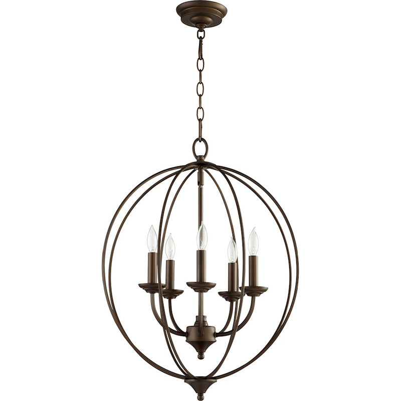 Quorum Flora 5 Light 19.25' Chandelier, Oiled Bronze