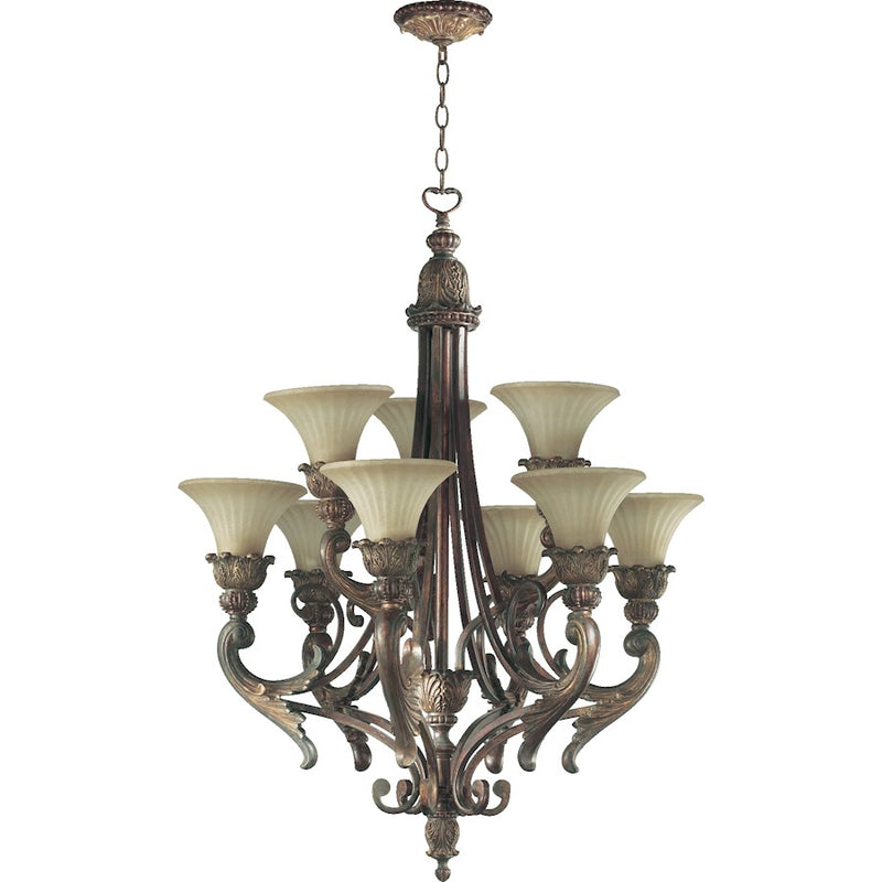 Quorum Madeleine 9 Light Chandelier, Corsican Gold