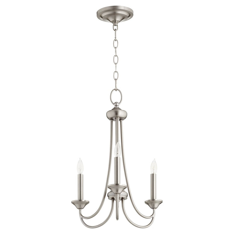 Quorum Brooks 3 Light Chandelier, Satin Nickel