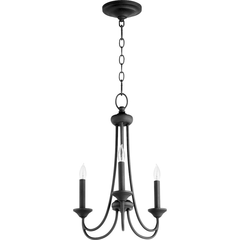 Quorum Brooks 3 Light Chandelier, Noir