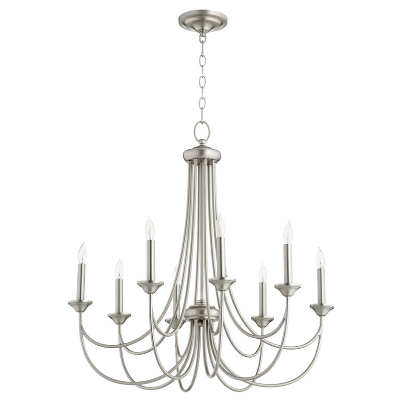 Quorum Brooks 8 Light Chandelier, Satin Nickel