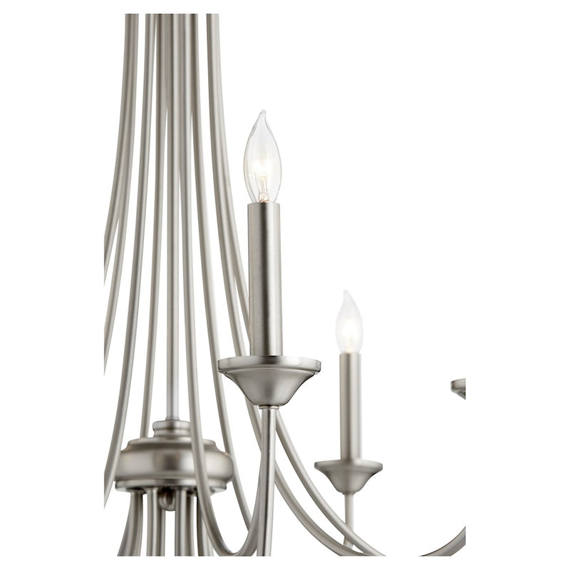 Quorum Brooks 8 Light Chandelier, Satin Nickel