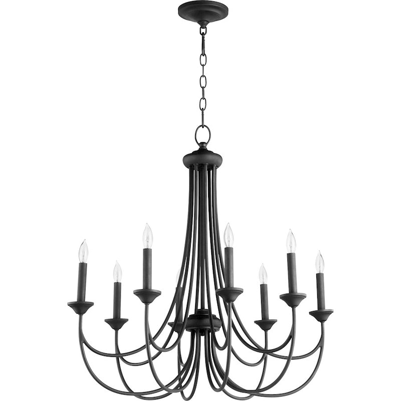 Quorum Brooks 8 Light Chandelier, Noir