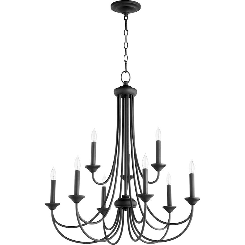 Quorum Brooks 9 Light Chandelier, Noir