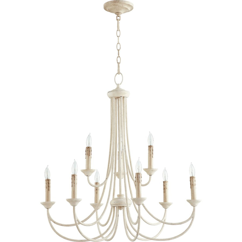 Quorum Brooks 9 Light Chandelier, Persian White