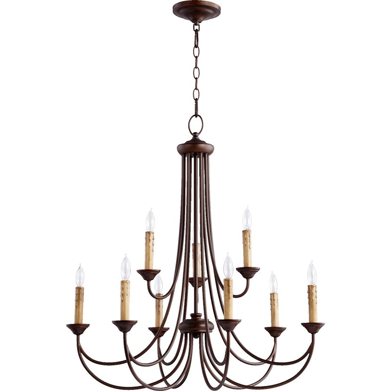 Quorum Brooks 9 Light Chandelier, Oiled Bronze