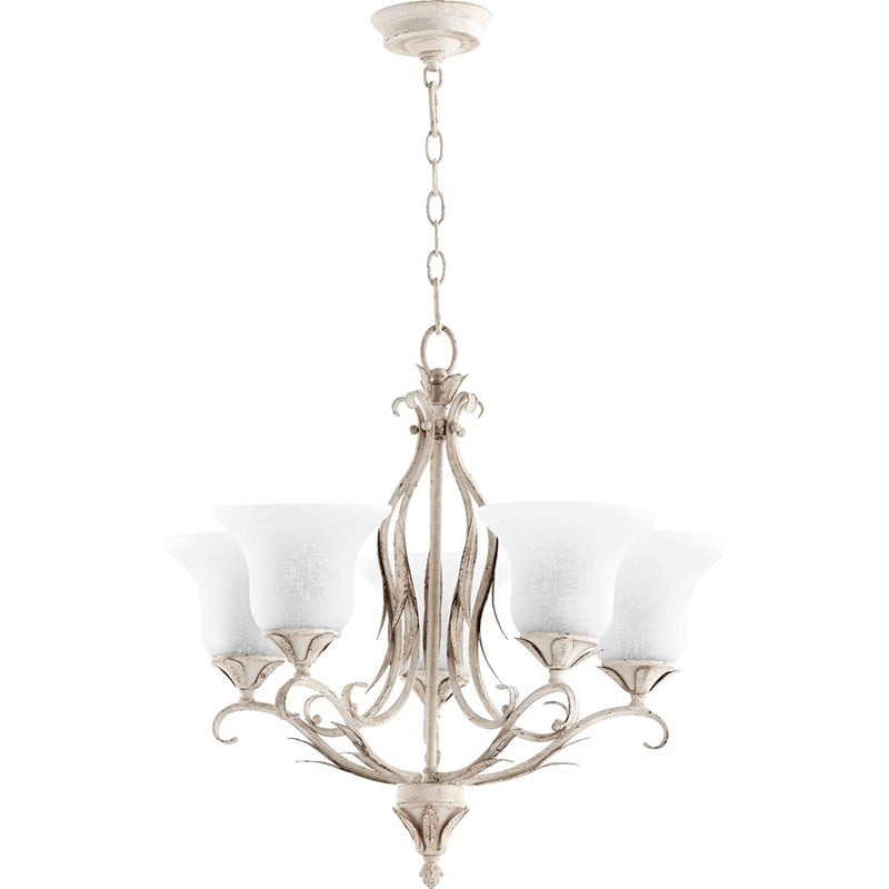 Quorum Flora 5 Light 24' Chandelier, Persian White/White Linen