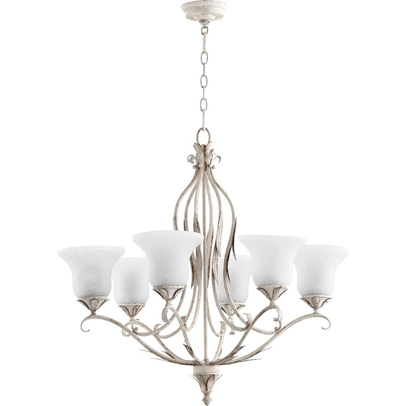 Quorum Flora 6 Light 30' Chandelier, Persian White/White Linen