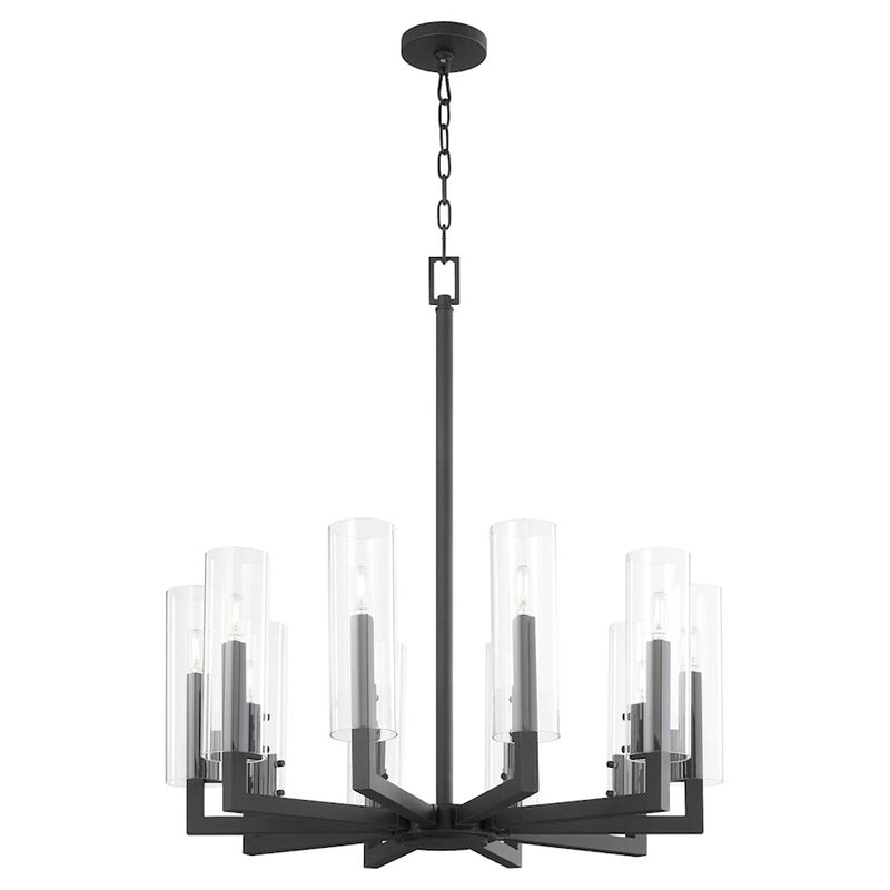 Quorum Harbin 10Lt Chandelier, Textured Black/Clear