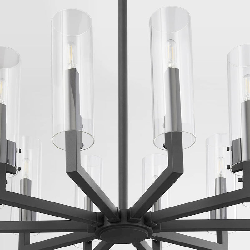 Quorum Harbin 10Lt Chandelier, Textured Black/Clear