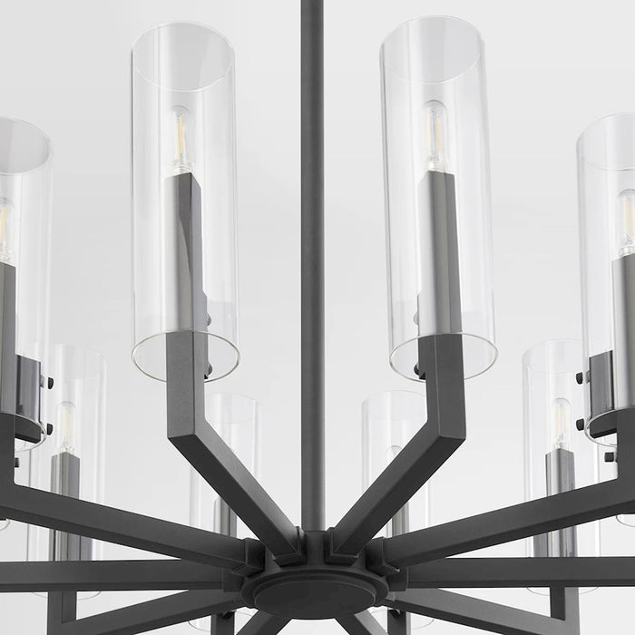 Quorum Harbin 10Lt Chandelier, Textured Black/Clear