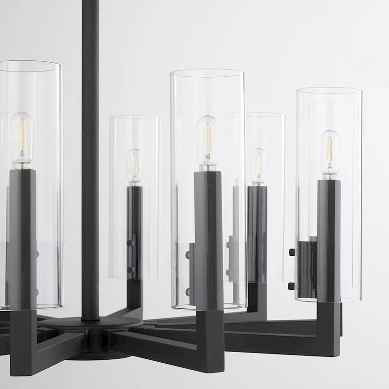 Quorum Harbin 10Lt Chandelier, Textured Black/Clear