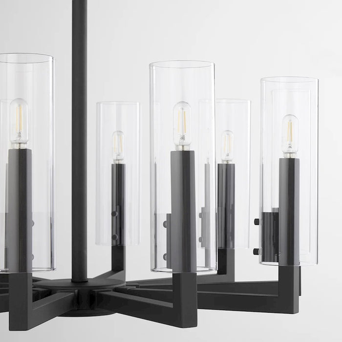 Quorum Harbin 10Lt Chandelier, Textured Black/Clear