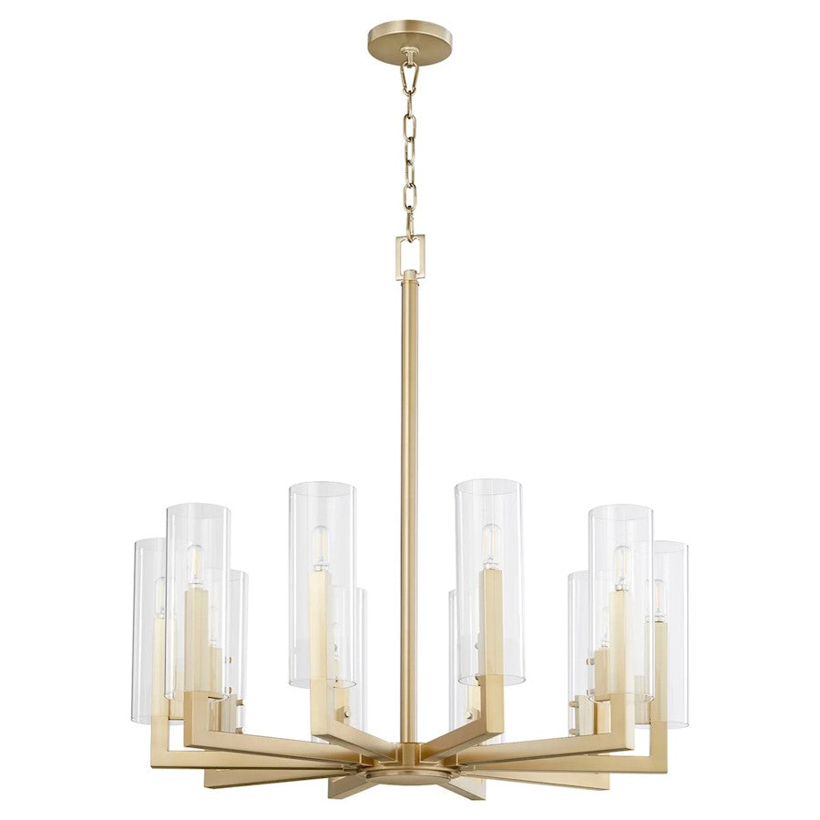 Quorum Harbin 10Lt Chandelier, Aged Brass/Clear - 6277-10-80