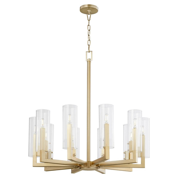 Quorum Harbin 10Lt Chandelier, Aged Brass/Clear