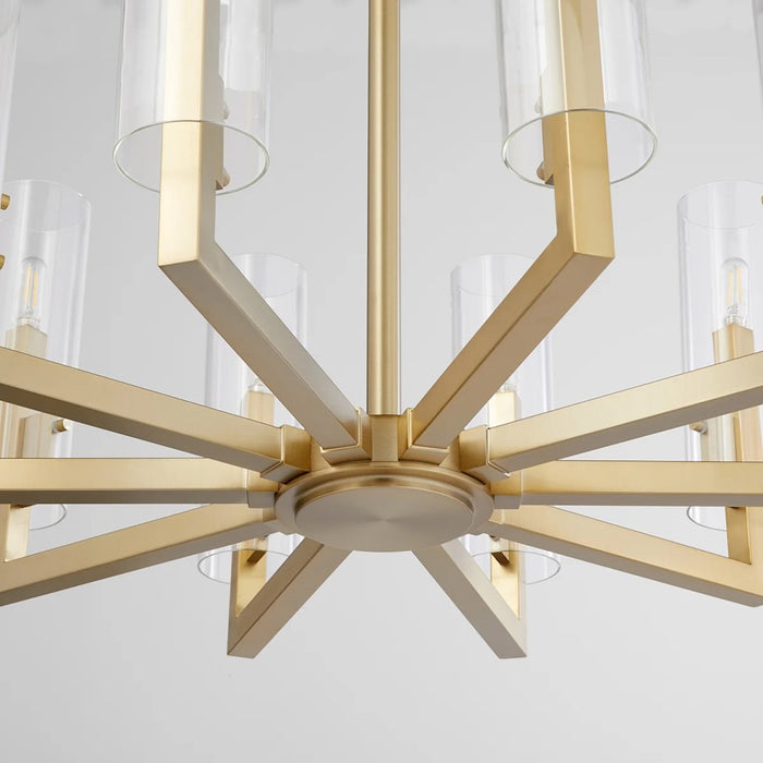 Quorum Harbin 10Lt Chandelier, Aged Brass/Clear