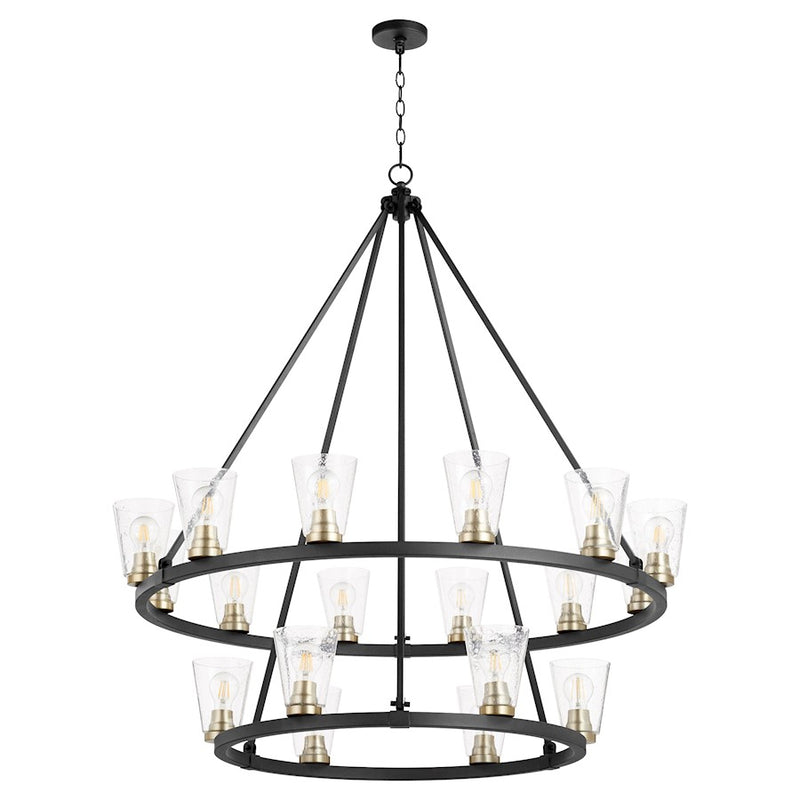 Quorum Paxton 18 Light Chandelier, Noir/Aged Brass/Stone/ Seeded