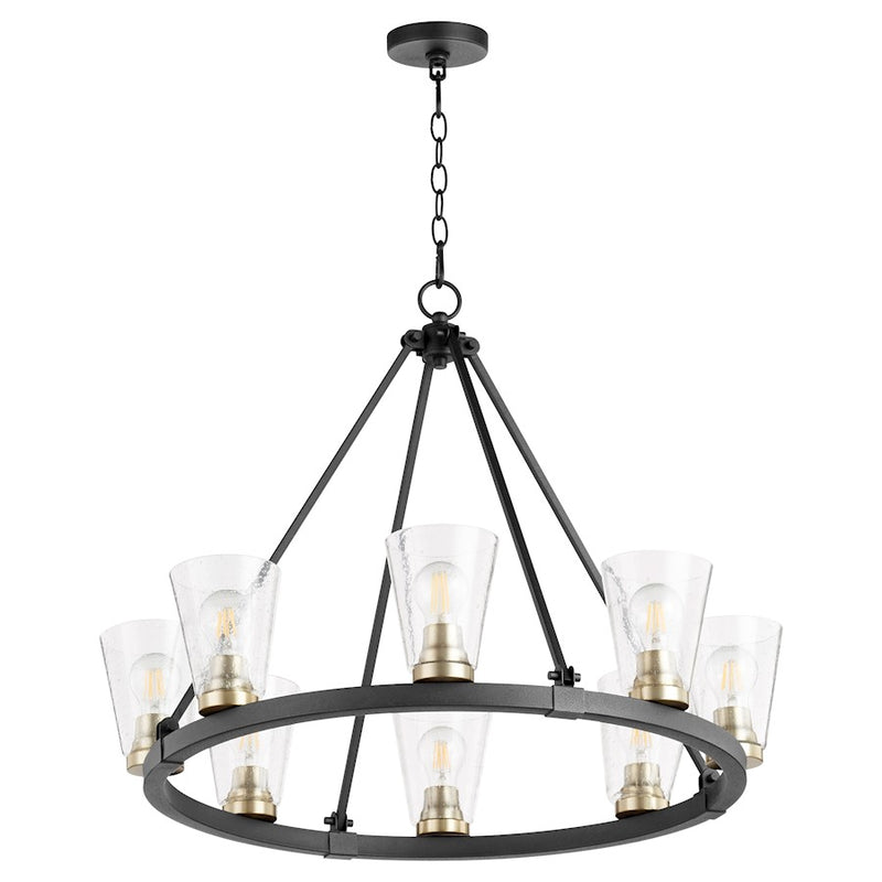 Quorum Paxton 8 Light 30.5" Chandelier, Noir/Aged Brass