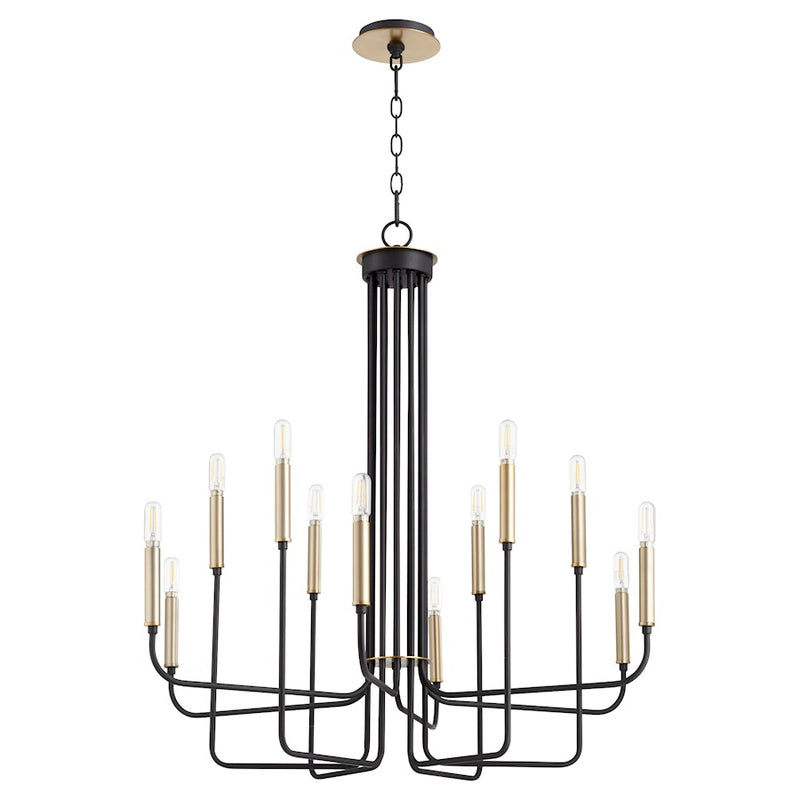 Quorum Hope 12 Light Chandelier, Noir/Aged Brass