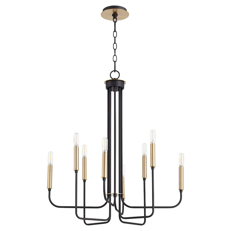 Quorum Hope 8 Light Chandelier, Noir/Aged Brass