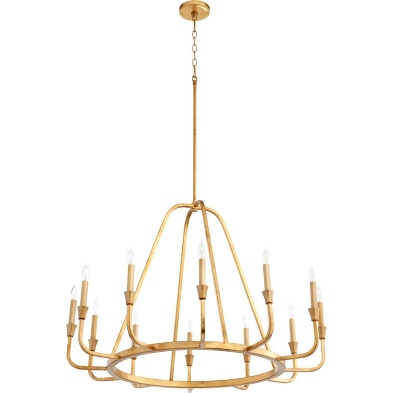 Quorum Marquee 12 Light Chandelier, Gold Leaf