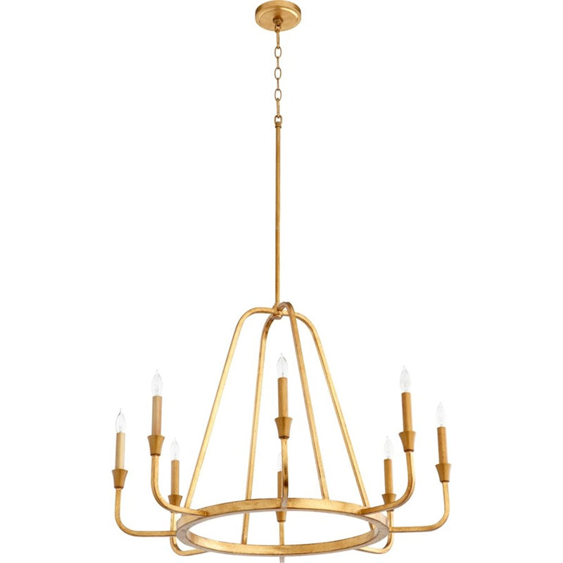 Quorum Marquee 8 Light Chandelier, Gold Leaf