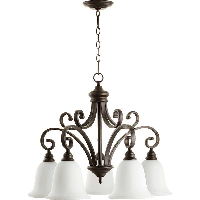 Quorum Bryant 5 Light 30' Nook Light, Oiled Bronze/Satin Opal