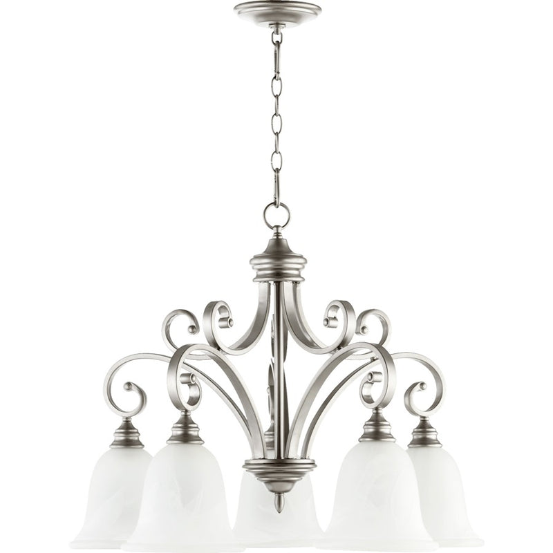 Quorum Bryant 5 Light Chandelier, Classic Nickel