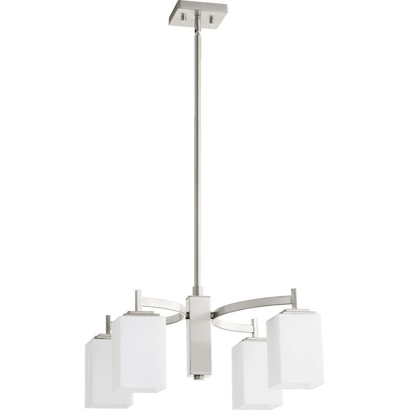 Quorum Delta 4 Light Chandelier, Satin Nickel