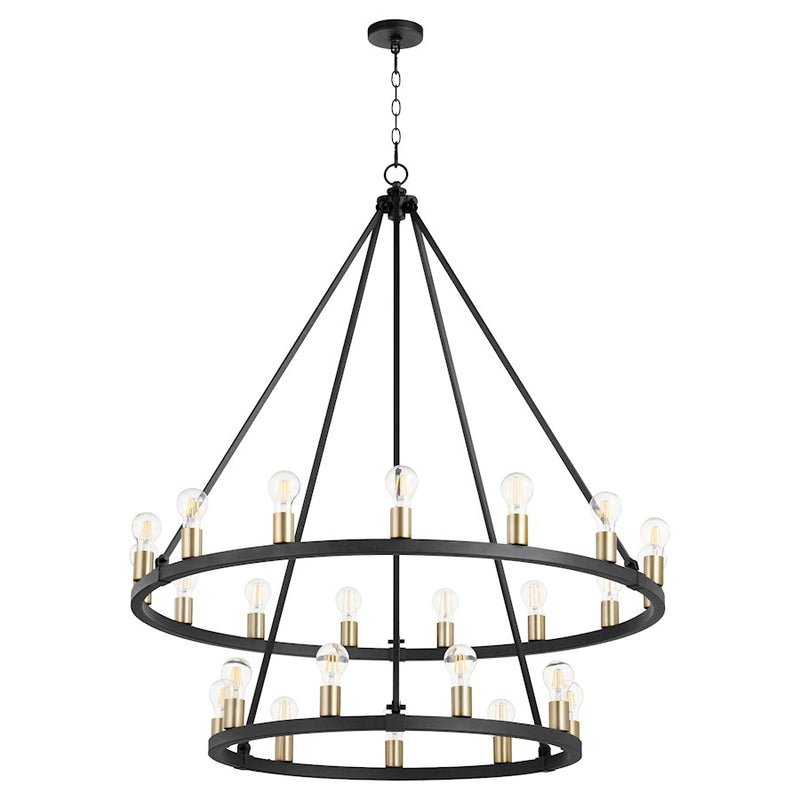 Quorum Paxton 24 Light Chandelier, Noir and Aged Brass