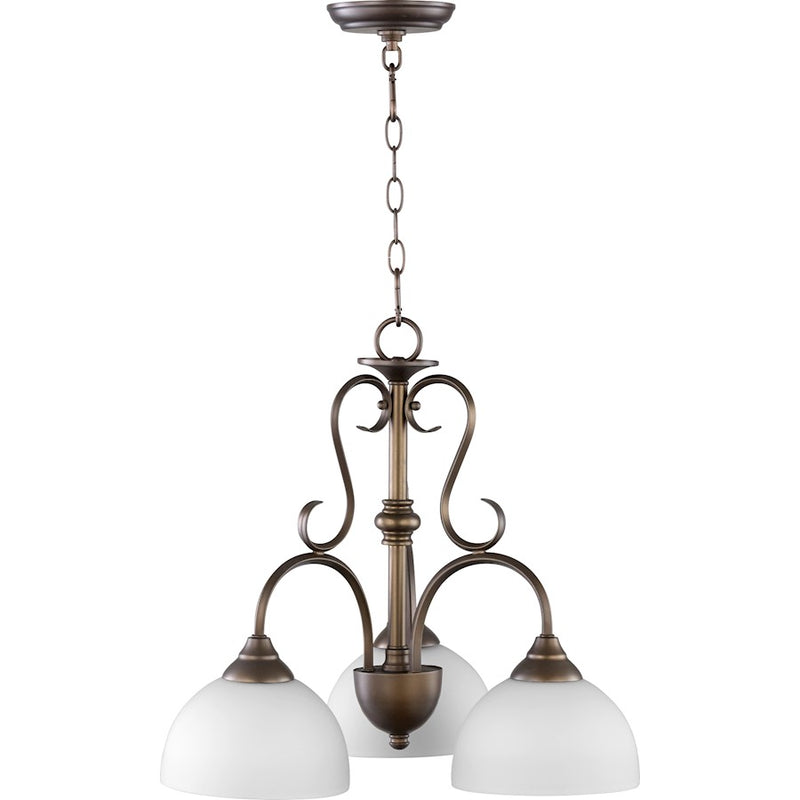 Quorum Powell 3 Light 21.5' Nook Light, Oiled Bronze/Satin Opal