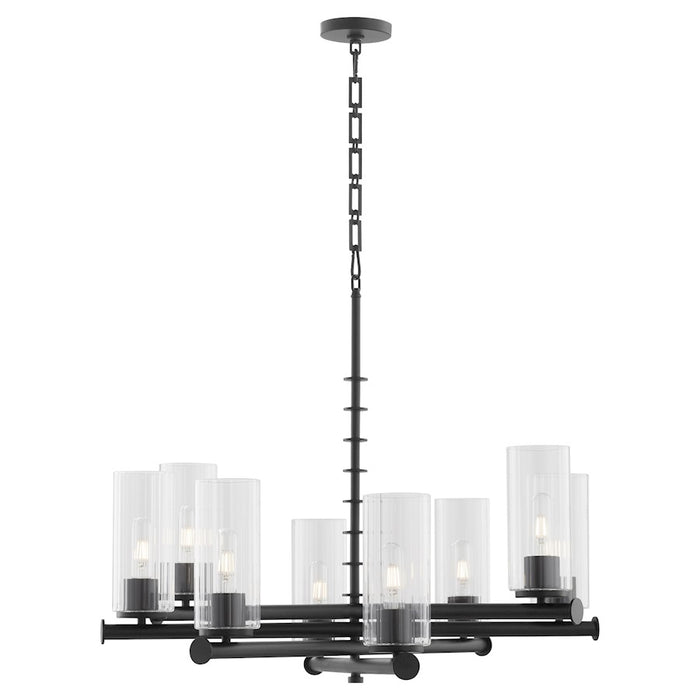 Quorum Juniper 8Lt Chandelier, Matte Black/Clear/Fluted