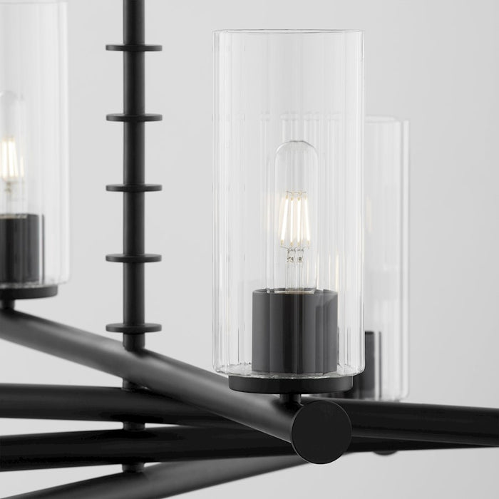Quorum Juniper 8Lt Chandelier, Matte Black/Clear/Fluted